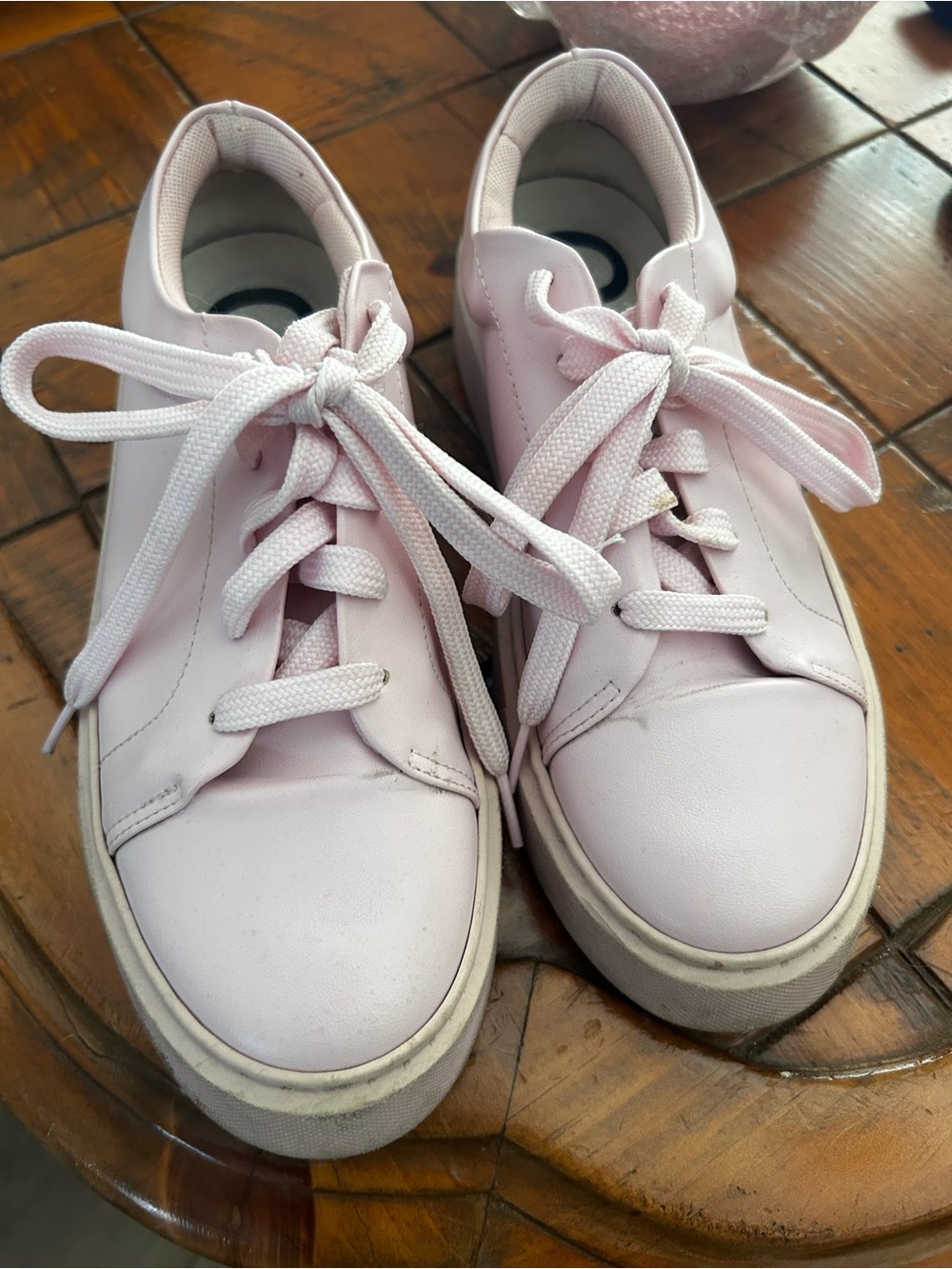Ganni Light Pink Lace-Up Platform Sneakers